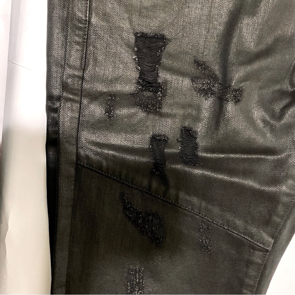 Men's Crysp Denim Black WAX DENIM DISTRESSED JEANS 34W x 33L - Picture 7 of 14